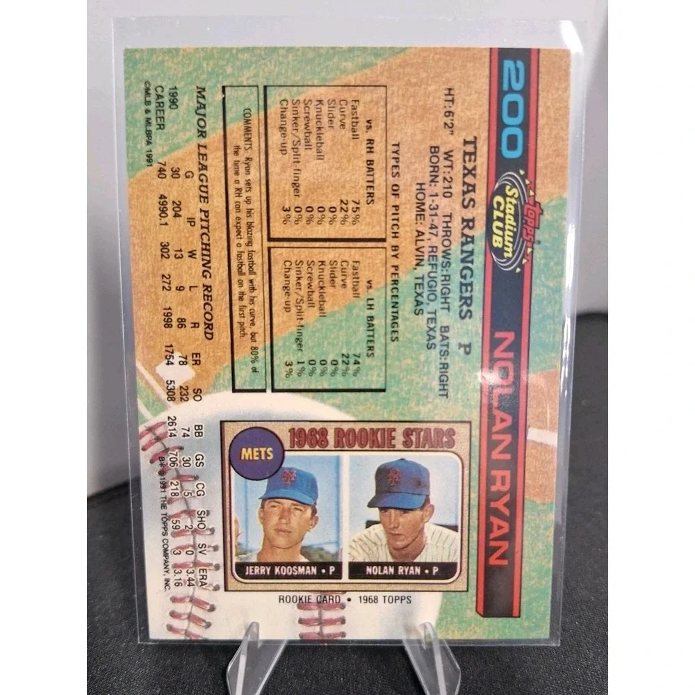 1991 TOPPS STADIUM CLUB NOLAN RYAN #200 TUXEDO Rangers